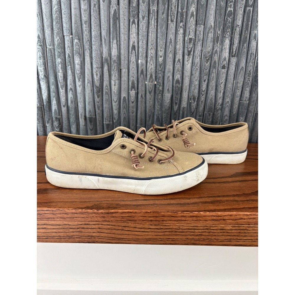 Sperry Crest Vibe Linen Khaki Tan Sneakers STS96872 Womens 7.5 M
